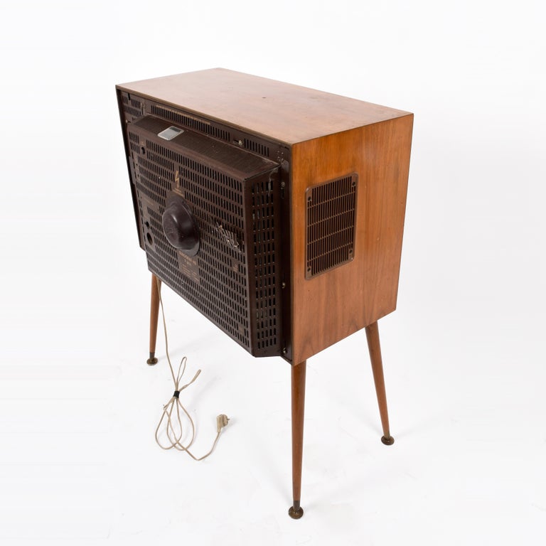 Vintage Tv Graetz Burggraf, 1960s Wooden Floor Television, Midcentury