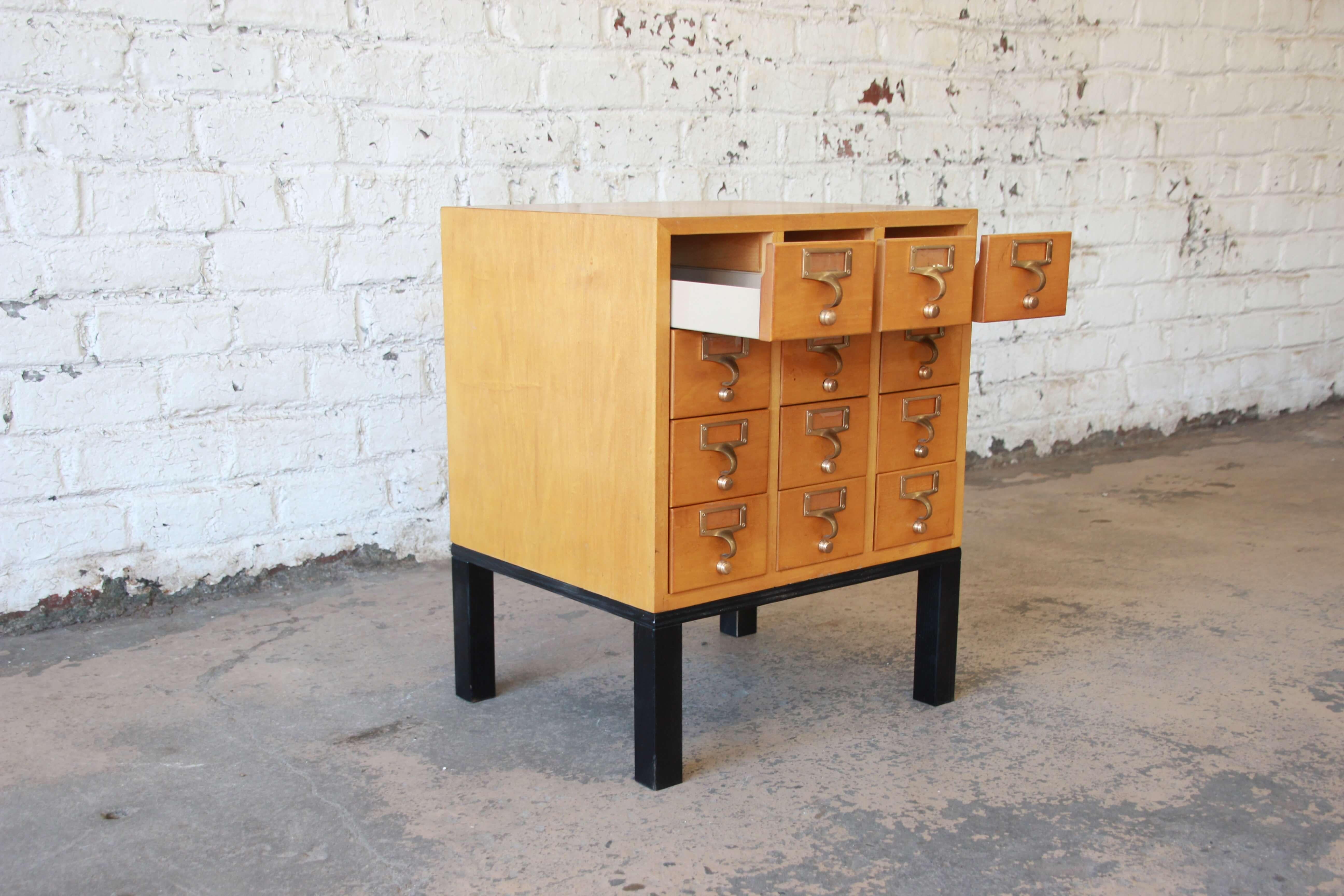 Mid-20th Century Vintage Twelve-Drawer Card Catalog End Table OR Nightstand by Garlord Bros