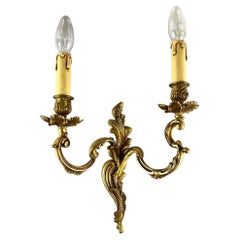 Vintage Twin Arm Bronze Wall Sconce Gilt Bronze Single Wall Lamp