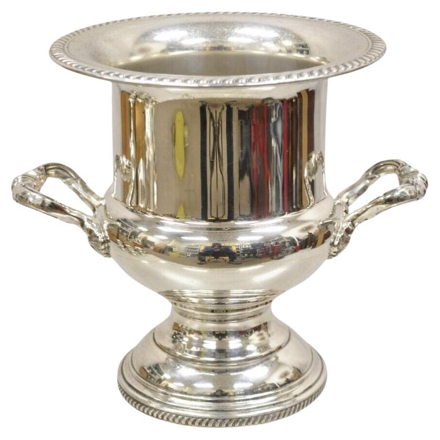 Vintage Twin Handle Silver Plated Trophy Cup Champagne Chiller Ice Bucket For Sale