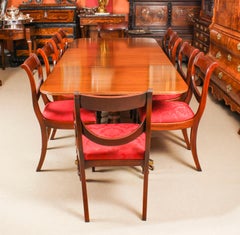 Vintage Twin Pillar Dining Table & 10 Dining Chairs by William Tillman 20th C