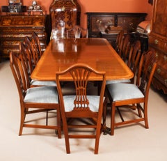 Vintage Twin Pillar Dining Table & 10 dining chairs by William Tillman 20th C