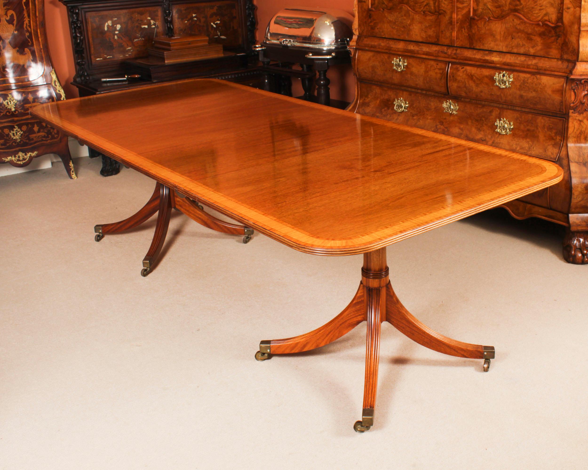Late 20th Century Vintage Twin Pillar Dining Table & 10 dining chairs by William Tillman 20th C