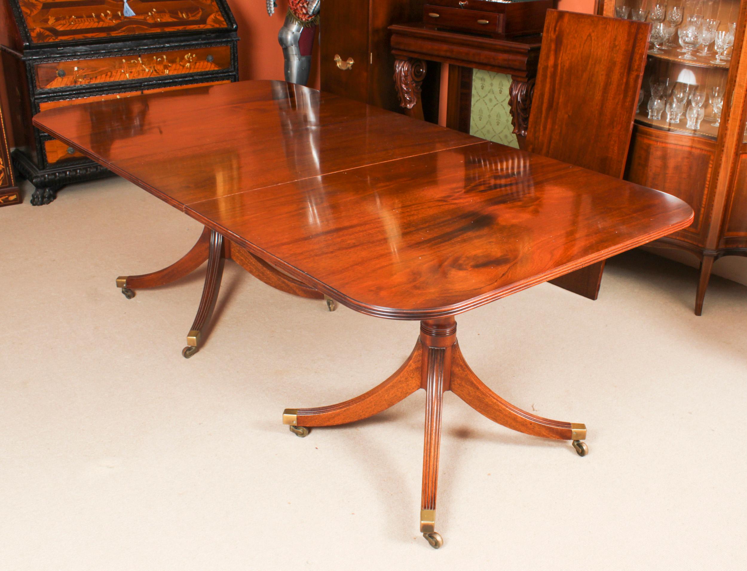 Late 20th Century Vintage Twin Pillar Dining Table & 10 Dining Chairs by William Tillman 20th C