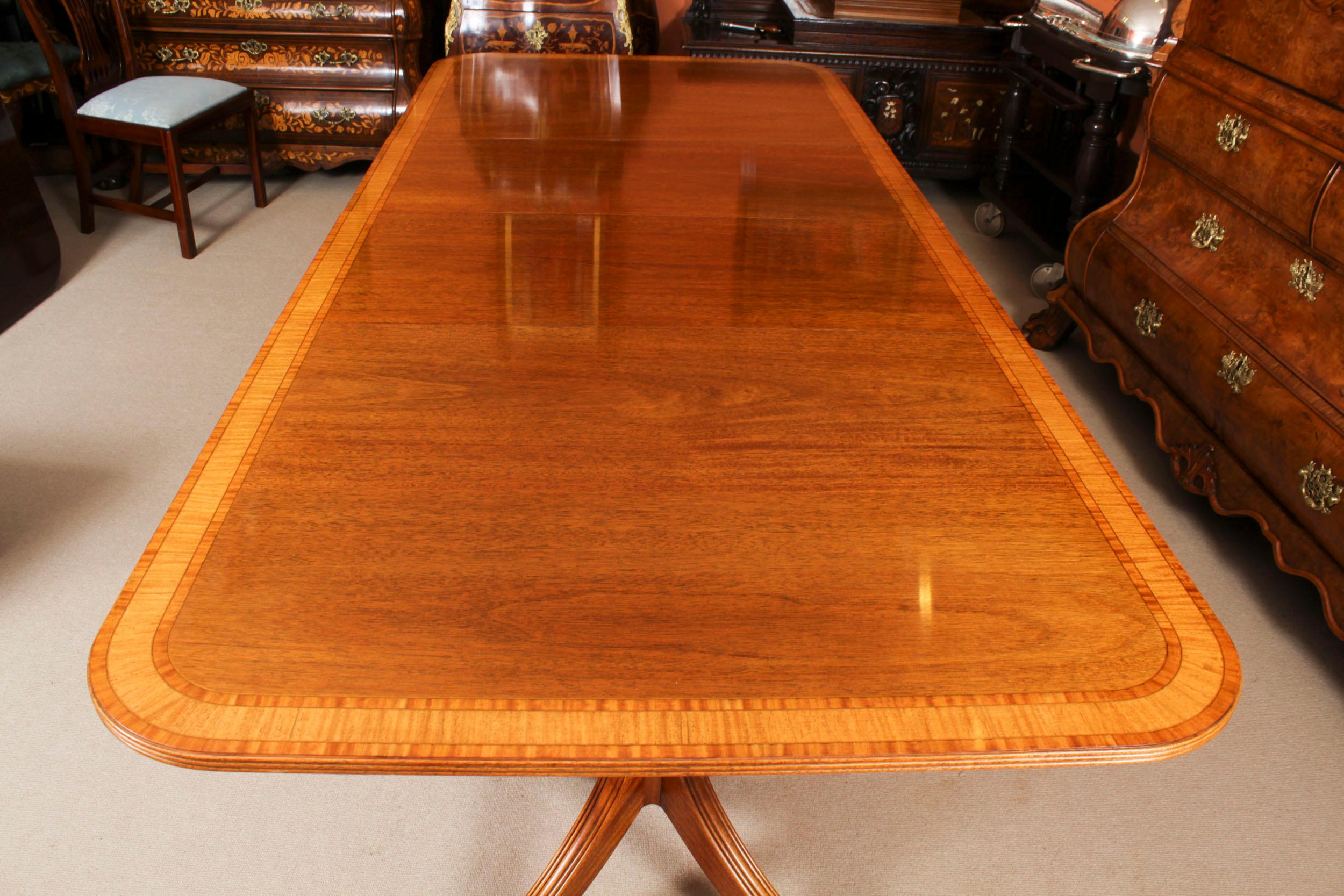 Vintage Twin Pillar Dining Table & 10 dining chairs by William Tillman 20th C 1