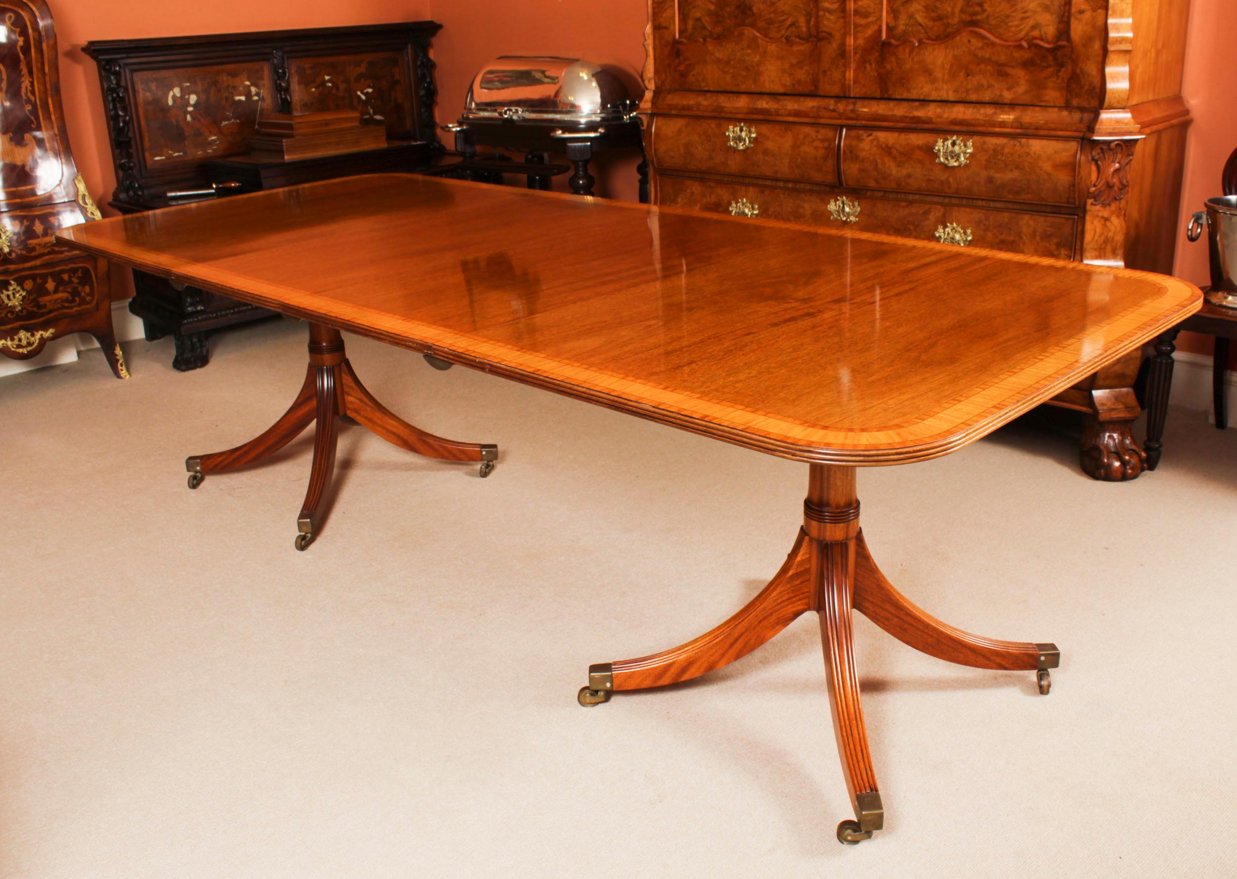 Vintage Twin Pillar Dining Table & 10 dining chairs by William Tillman 20th C 4