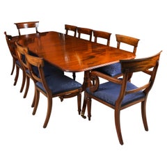 Vintage Twin Pillar Dining Table & 10 Dining Chairs by William Tillman 20th C