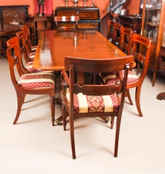 Vintage Twin Pillar Dining Table by William Tillman & 10 Dining Chairs 20th C