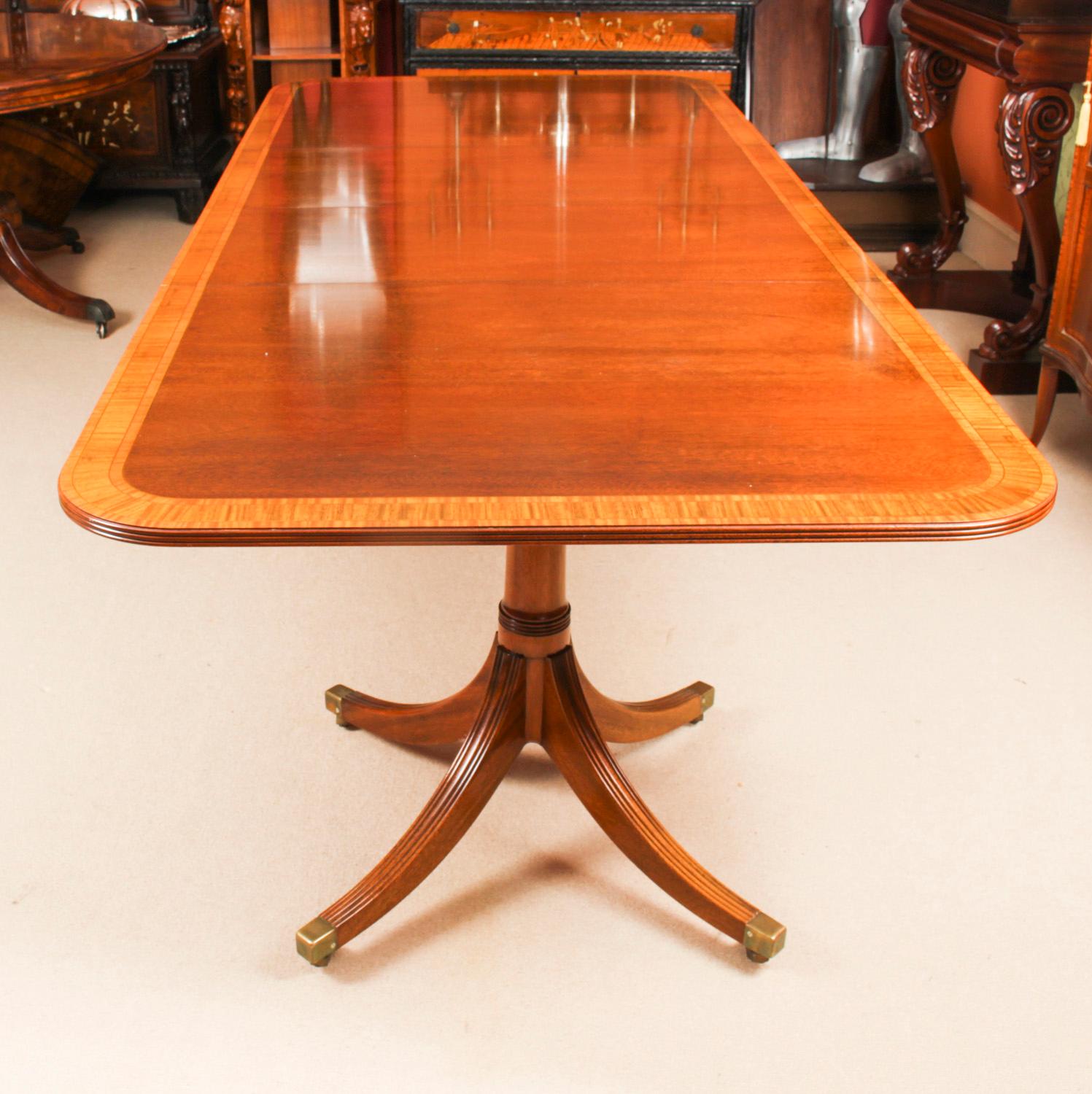 Late 20th Century Vintage Twin Pillar Dining Table by William Tillman & 10 Dining Chairs 20th C