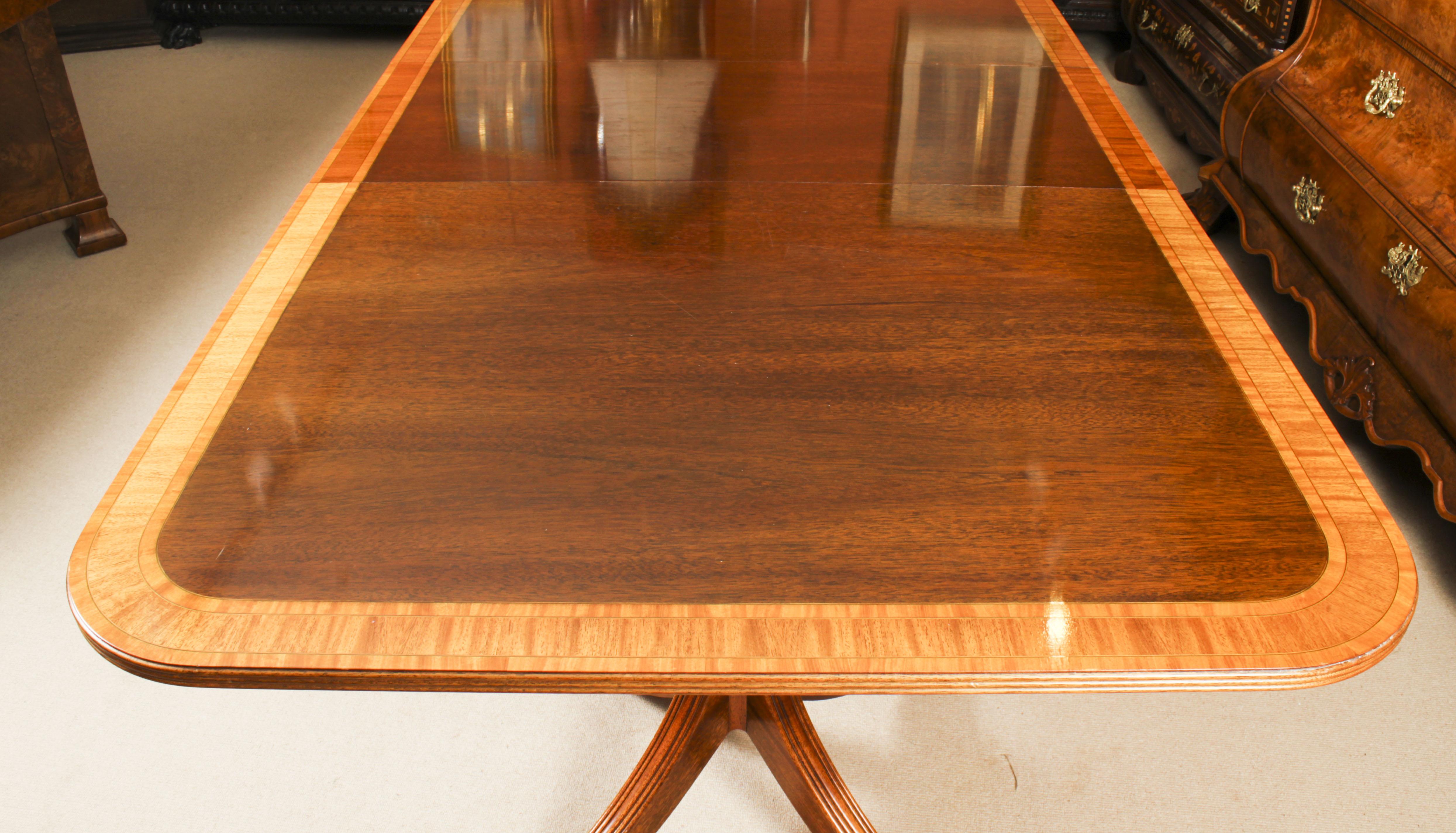Late 20th Century Vintage Twin Pillar Dining Table by William Tillman & 10 dining chairs 20th C