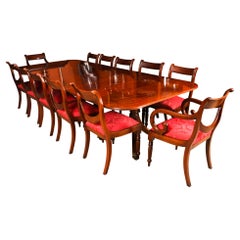 Vintage Twin Pillar Dining Table by William Tillman & 12 Dining Chairs 20th C