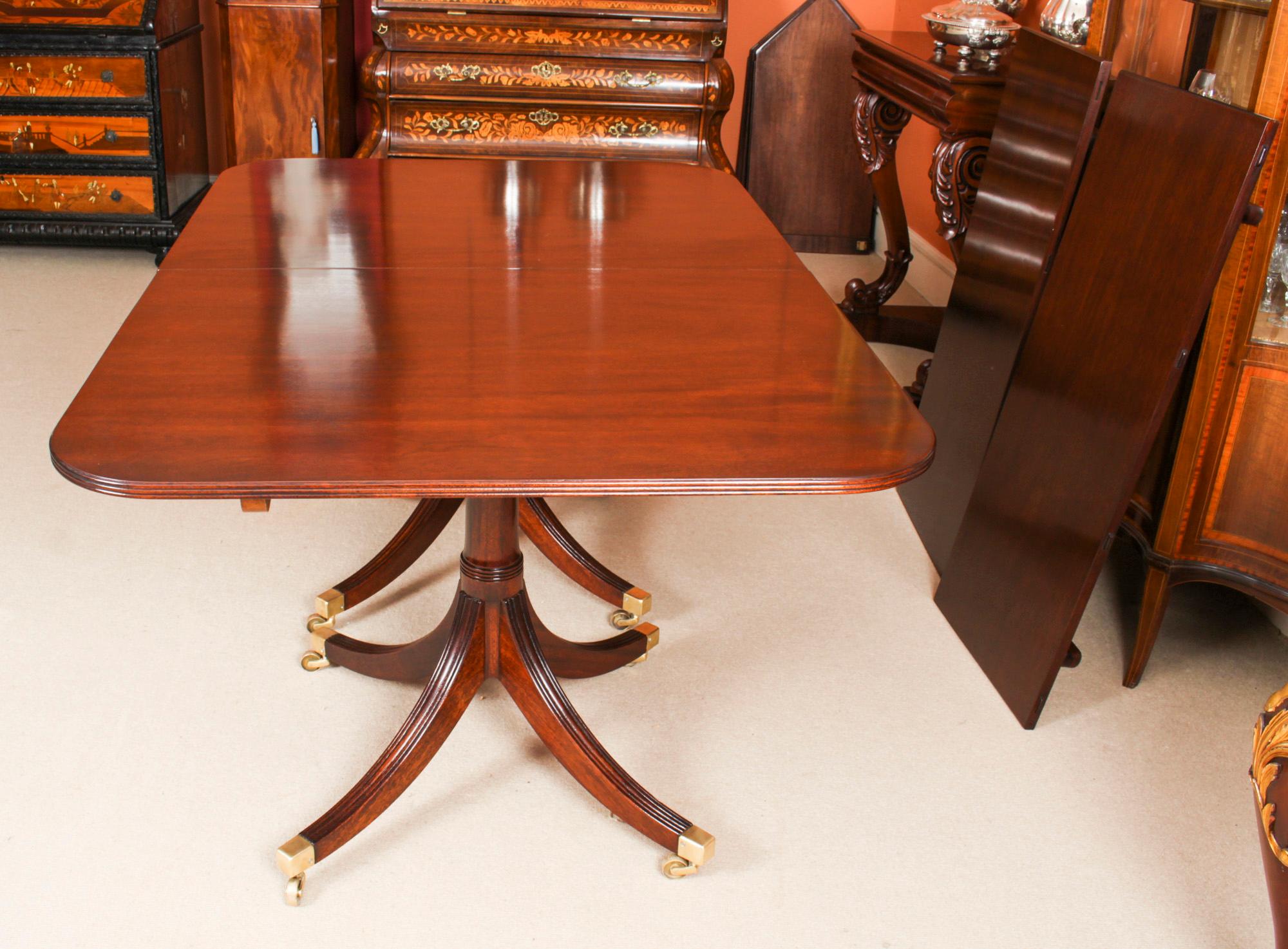 Mahogany Vintage Twin Pillar Dining Table by William Tillman 20C & 8 Chairs 19th C