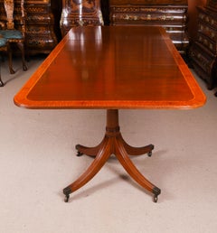 Vintage Twin Pillar Flame Mahogany Dining Table William Tillman 20th Century