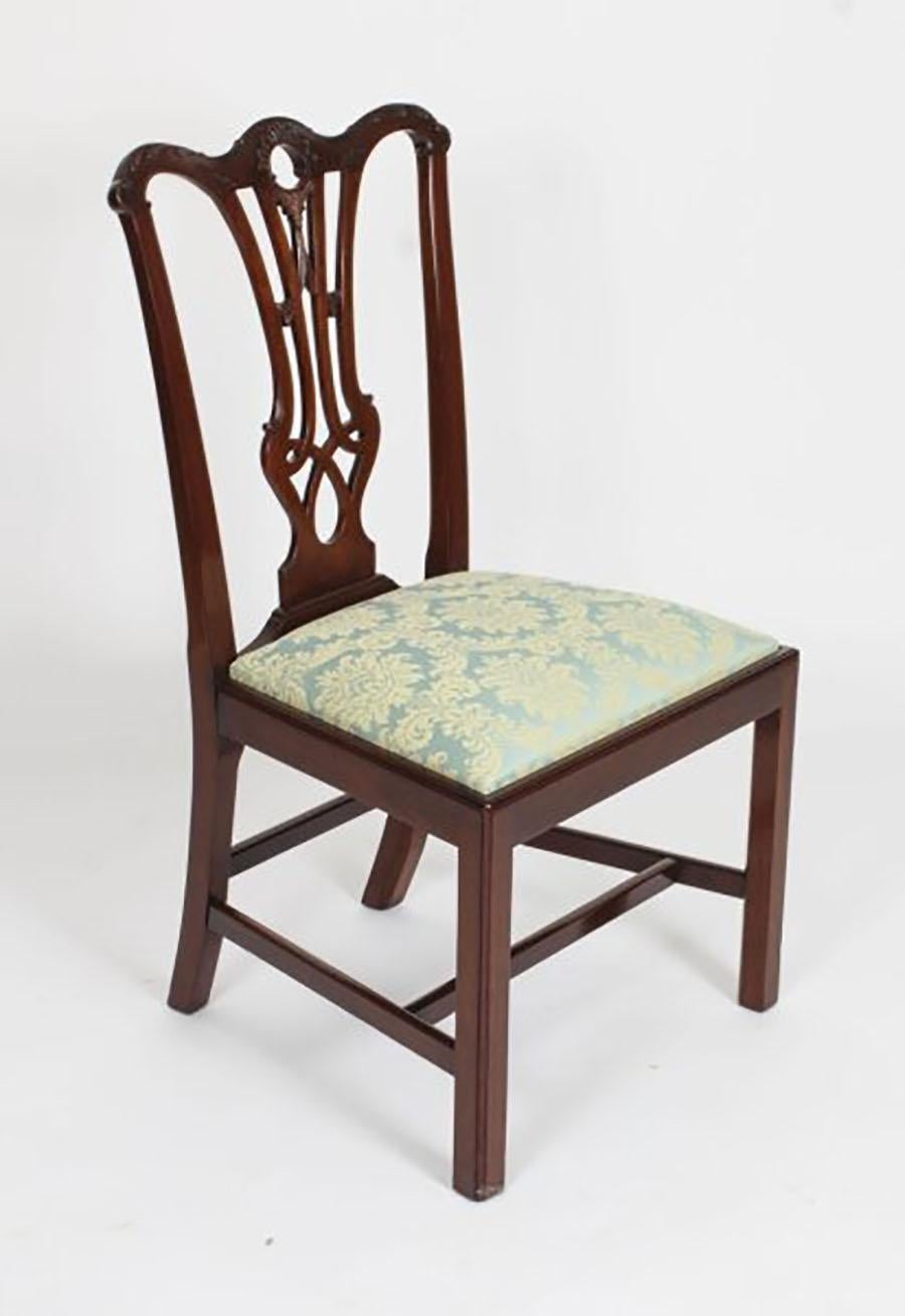 Vintage Twin Pillar Mahogany Dining Table & 10 Chippendale Dining Chairs 20th C 9