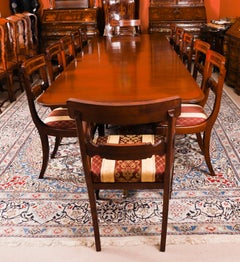 Vintage Twin Pillar Mahogany Dining Table & 12 Regency Revival Chairs20thCentury