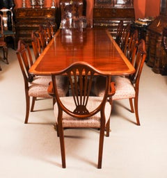 Vintage Twin Pillar Mahogany Dining Table and 10 Chairs 20th Century