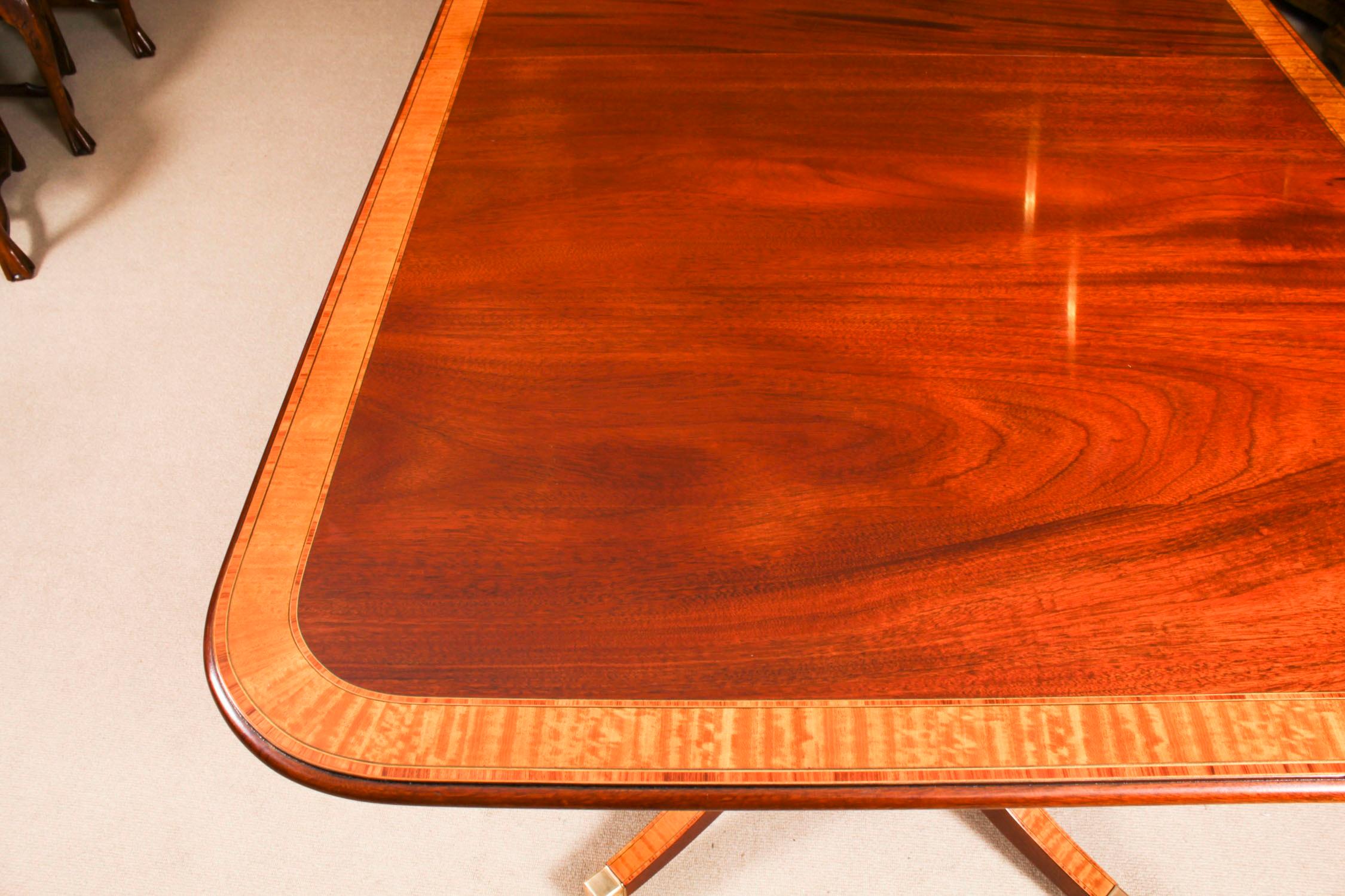 Vintage Twin Pillar Mahogany Dining Table and 10 Chairs 20th Century 1