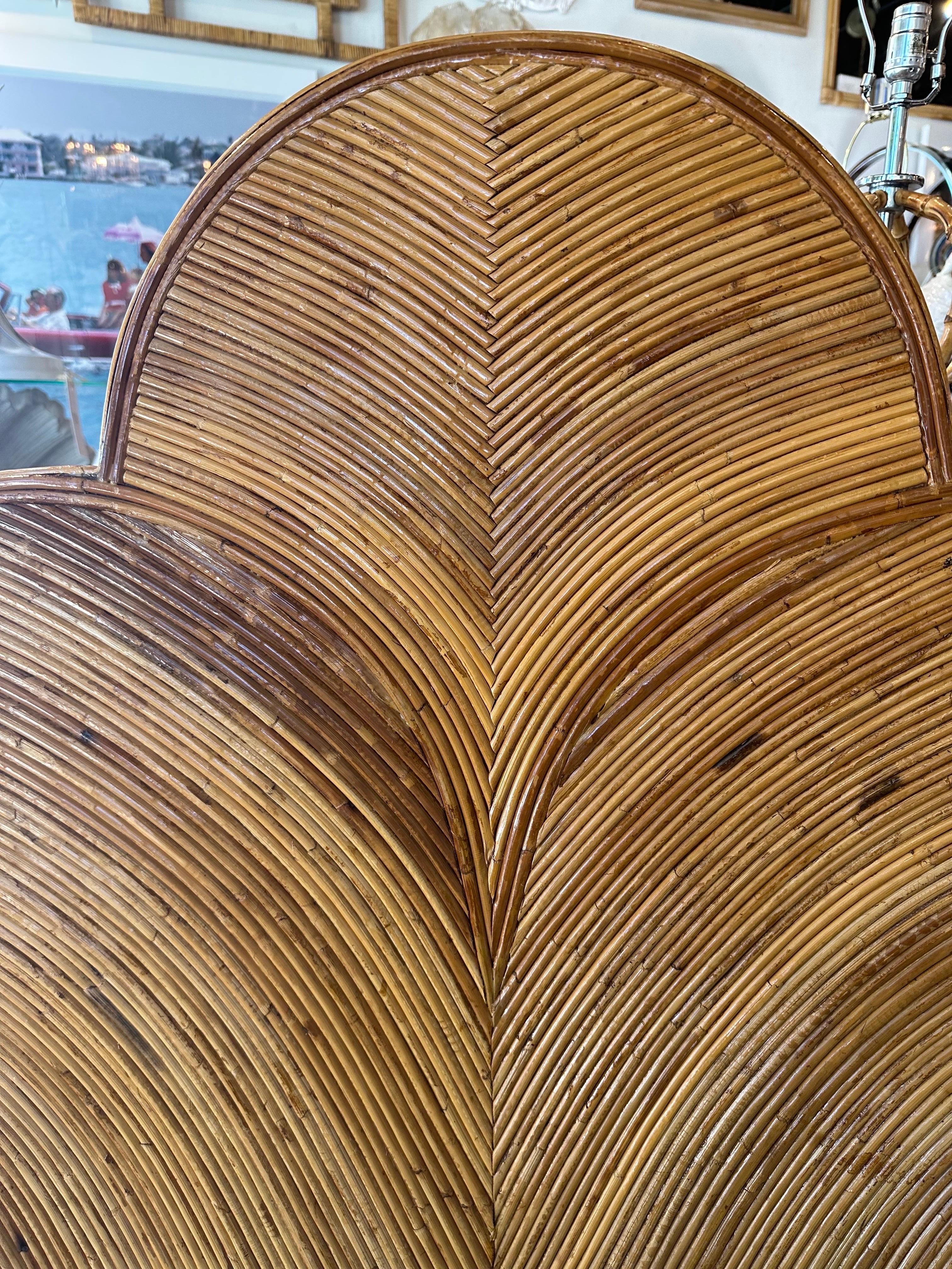 Vintage Twin Size Bed Headboard Pencil Reed Rattan Bamboo In Good Condition For Sale In West Palm Beach, FL