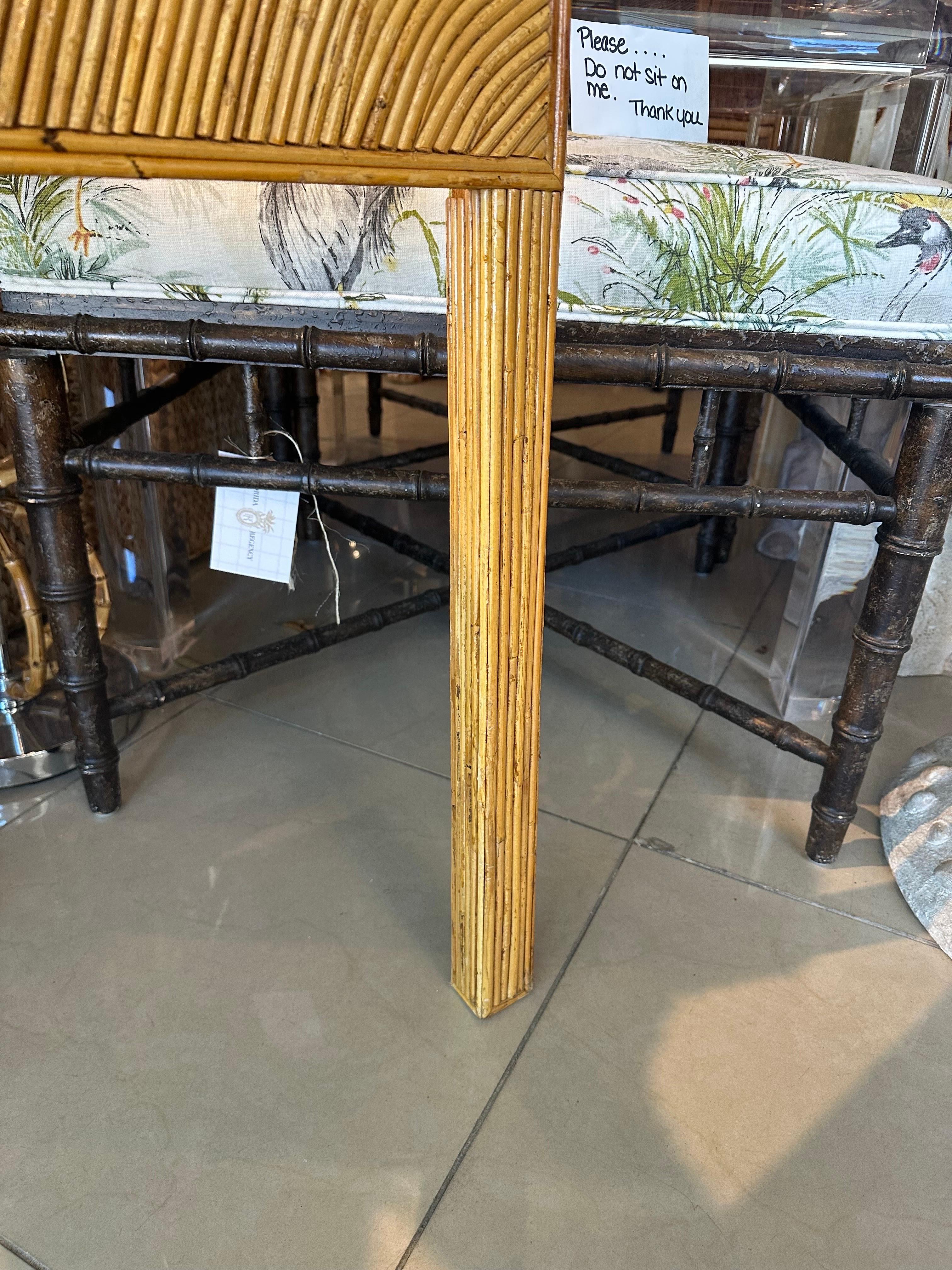 Late 20th Century Vintage Twin Size Bed Headboard Pencil Reed Rattan Bamboo For Sale
