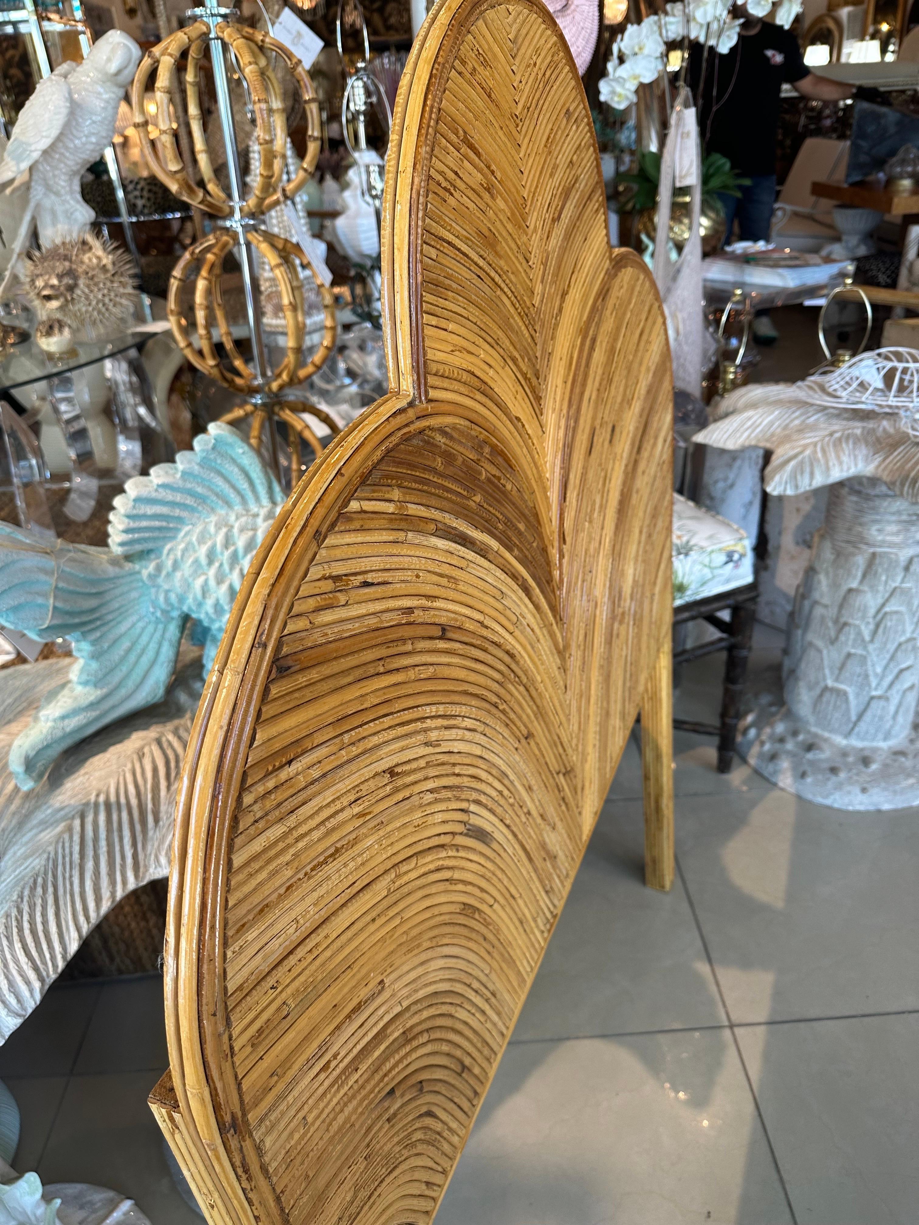 Vintage Twin Size Bed Headboard Pencil Reed Rattan Bamboo For Sale 1