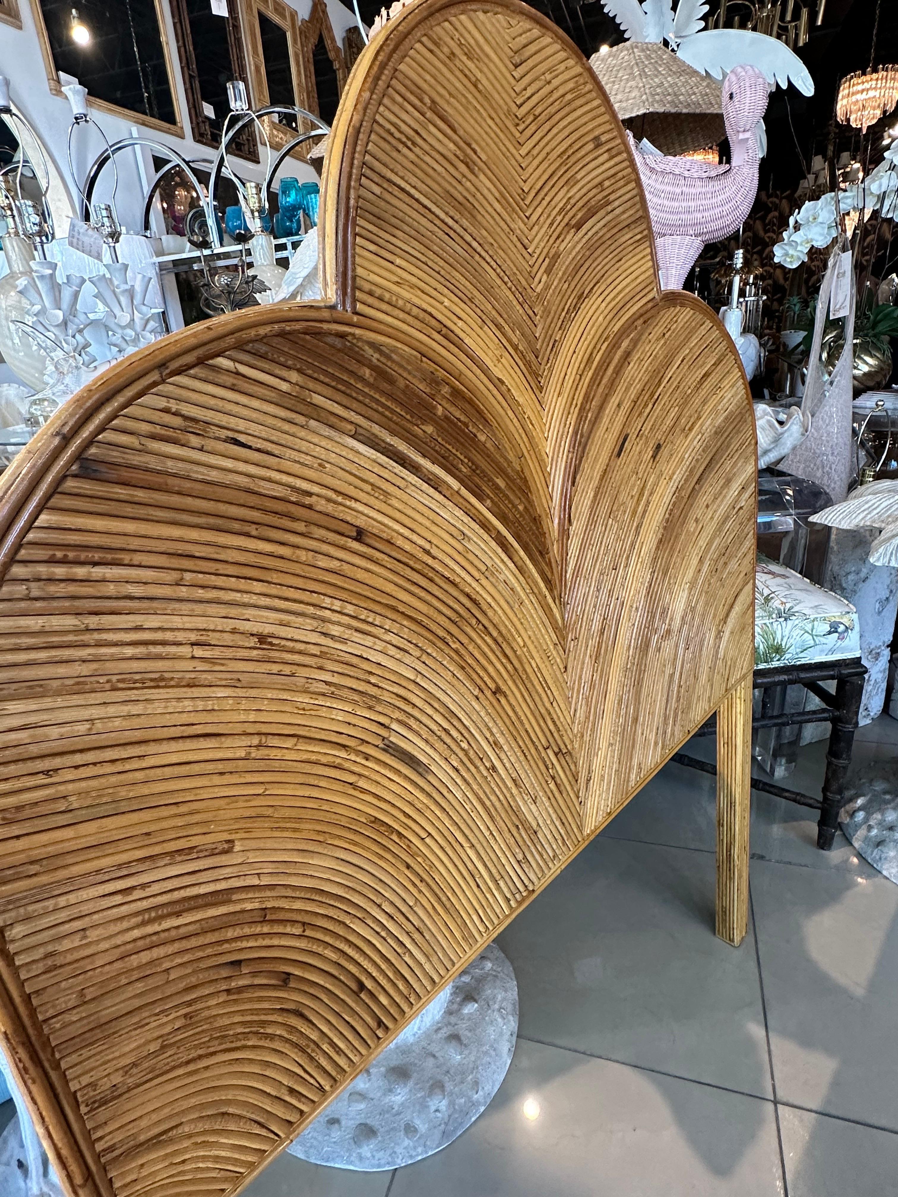 Vintage Twin Size Bed Headboard Pencil Reed Rattan Bamboo For Sale 2