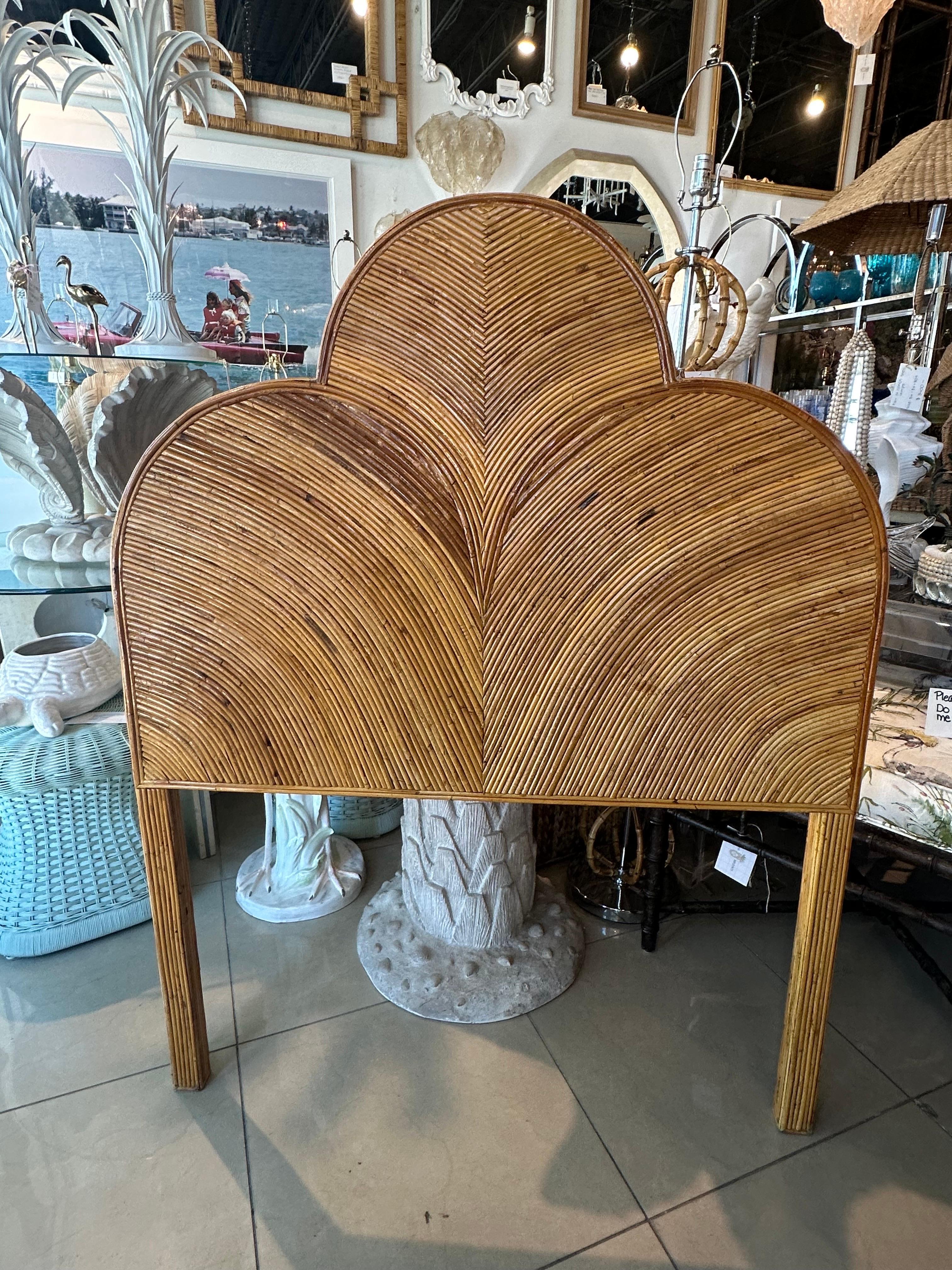 Vintage Twin Size Bed Headboard Pencil Reed Rattan Bamboo For Sale 3
