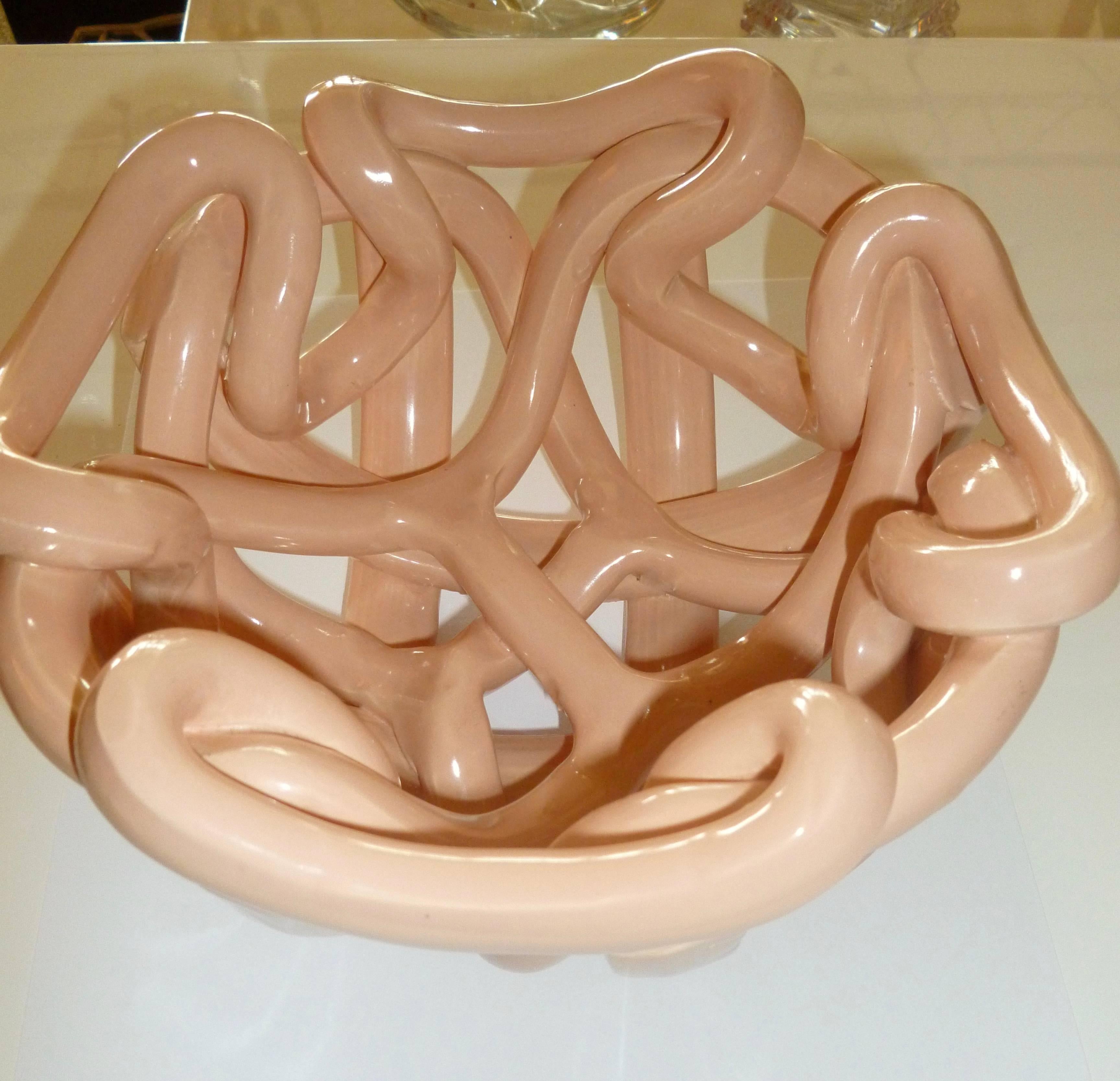 Vintage Twisted Ceramic Sculptural Bowl In Good Condition In North Miami, FL