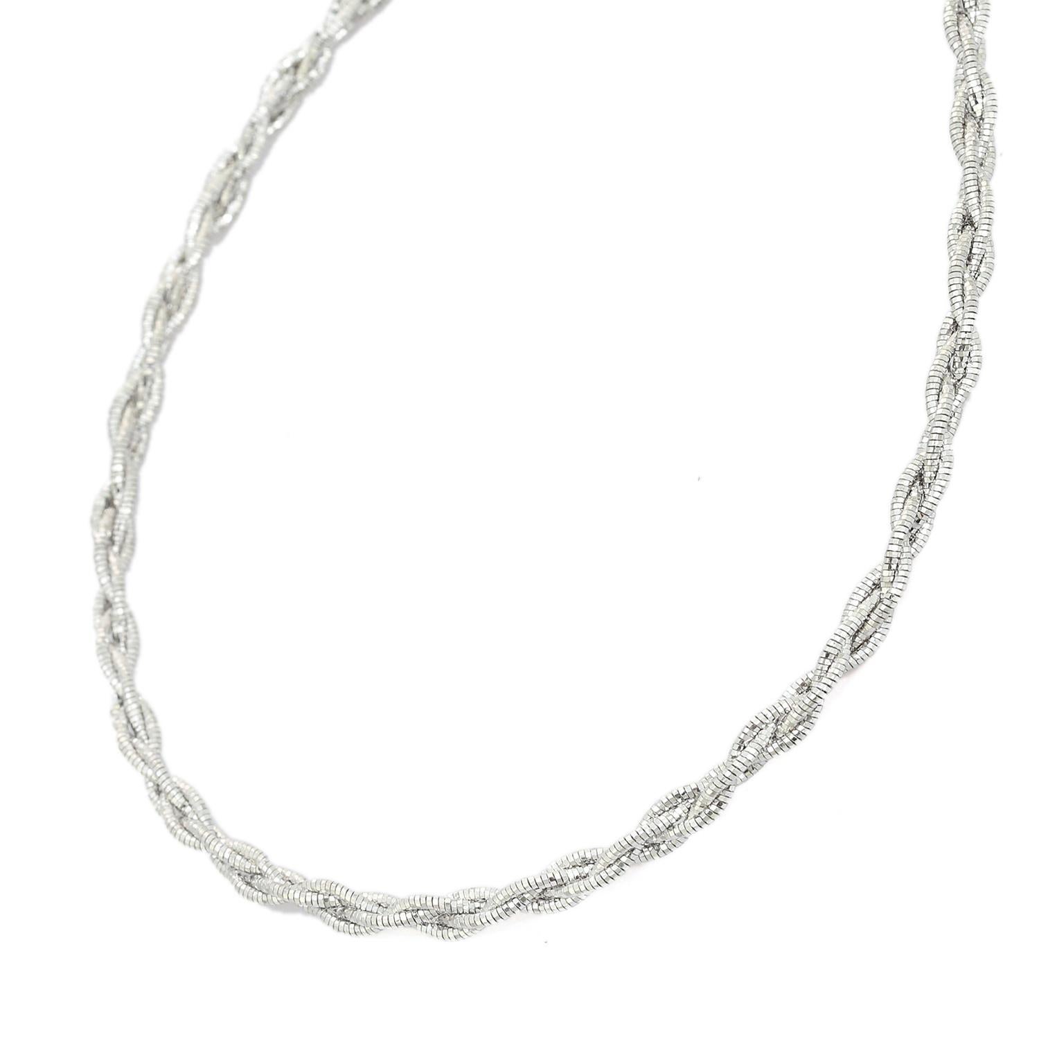 Modernist Vintage Style Twisted Chain Necklace for Valentine GIft in 925 Silver For Sale