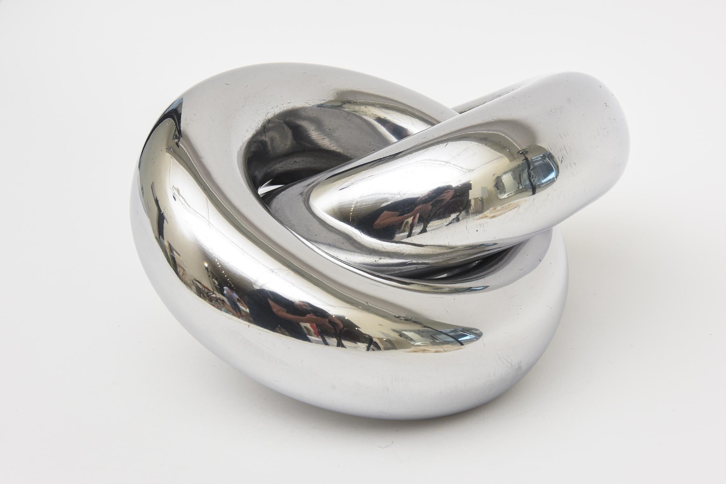 American Vintage Twisted Intertwined Chrome Ring Sculpture For Sale