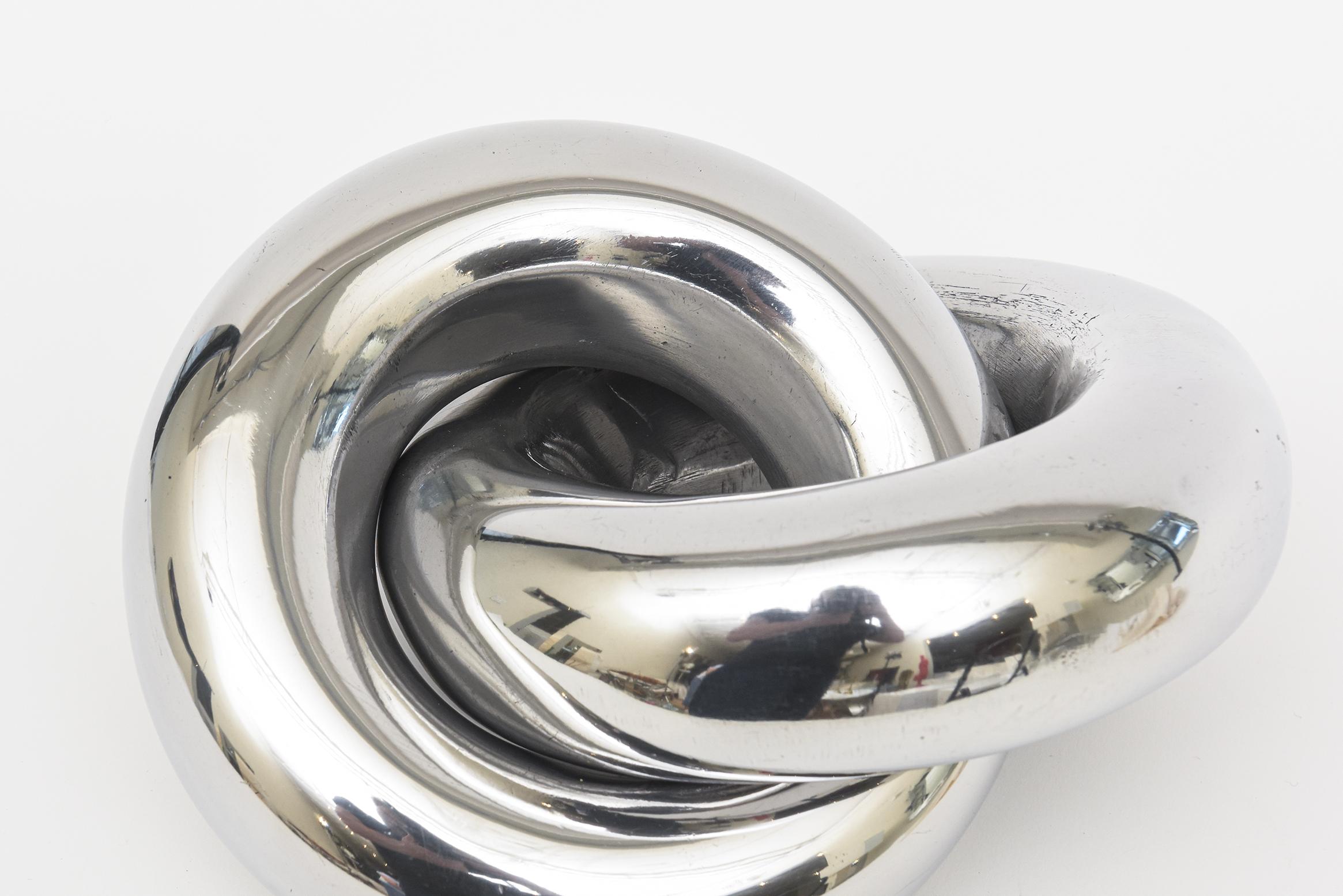Vintage Twisted Intertwined Chrome Ring Sculpture For Sale 1