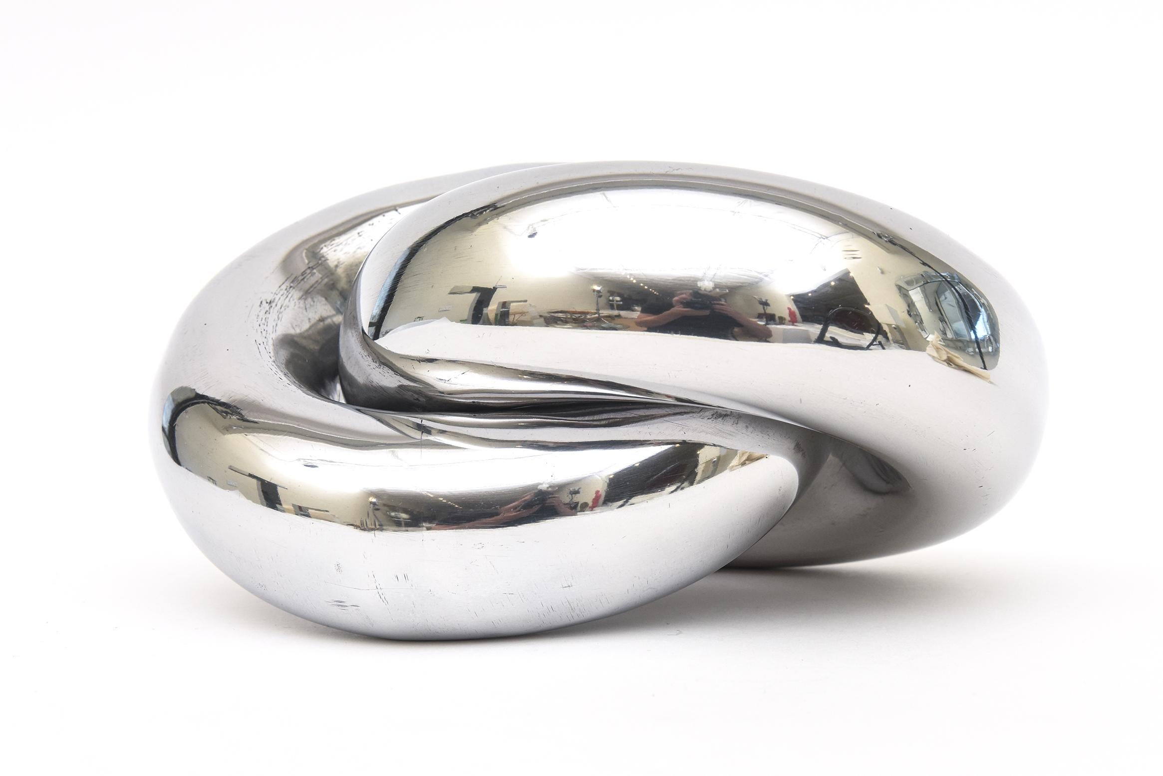 Vintage Twisted Intertwined Chrome Ring Sculpture For Sale 2