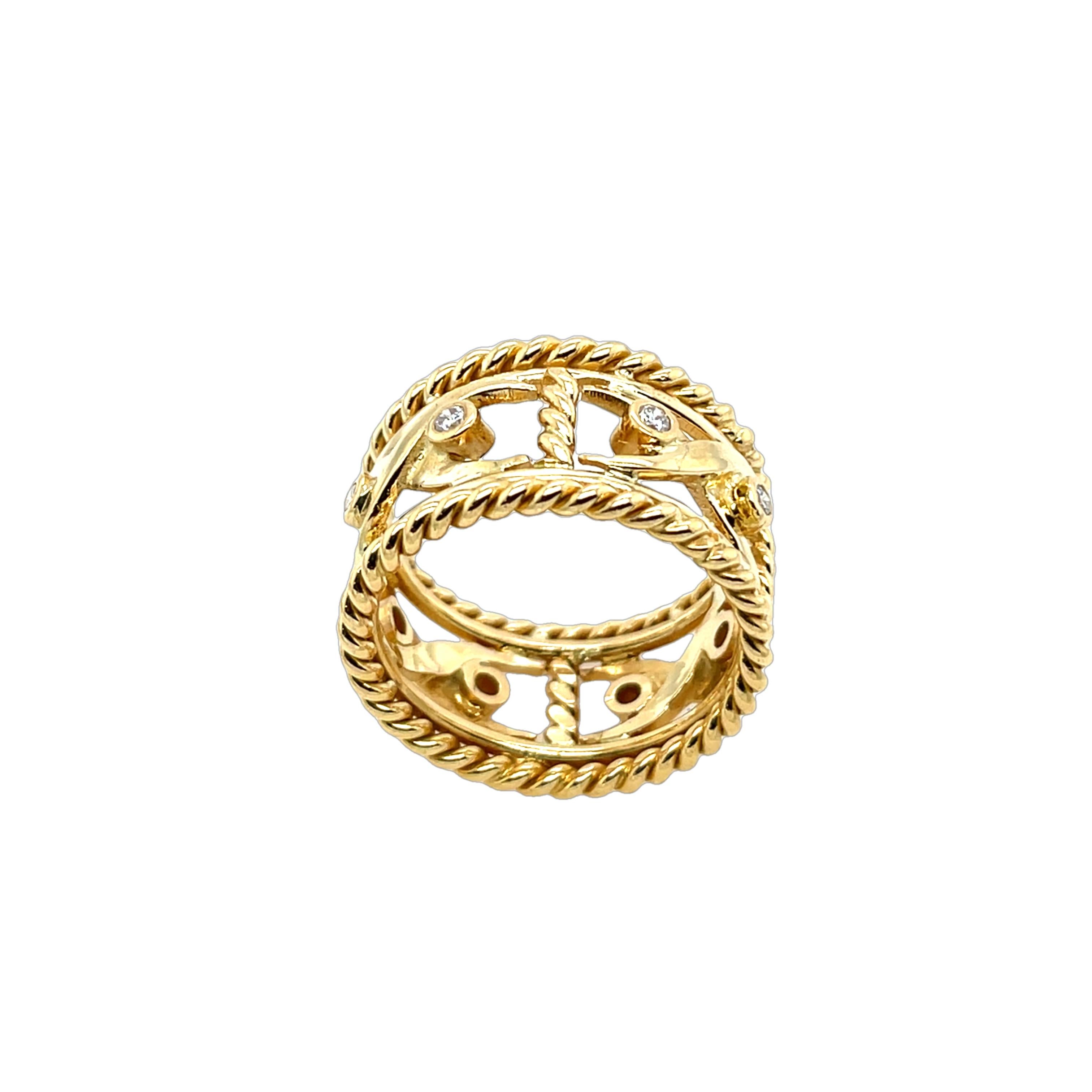 Vintage Twisted Diamond Ring in 18ct Yellow Gold In Excellent Condition For Sale In London, GB