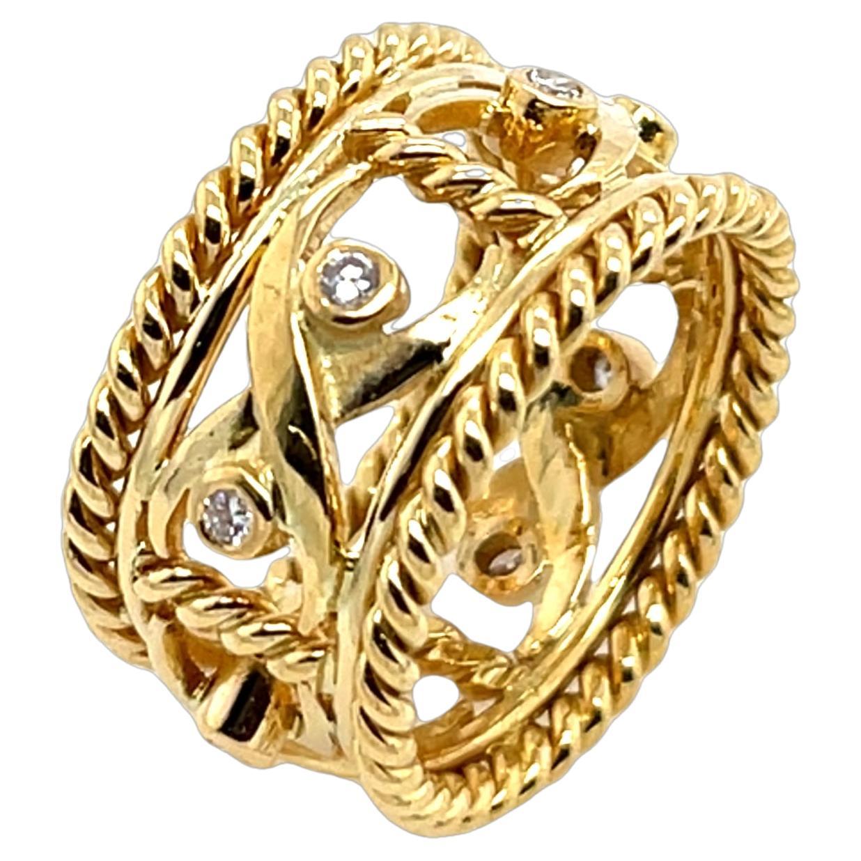 Vintage Twisted Diamond Ring in 18ct Yellow Gold