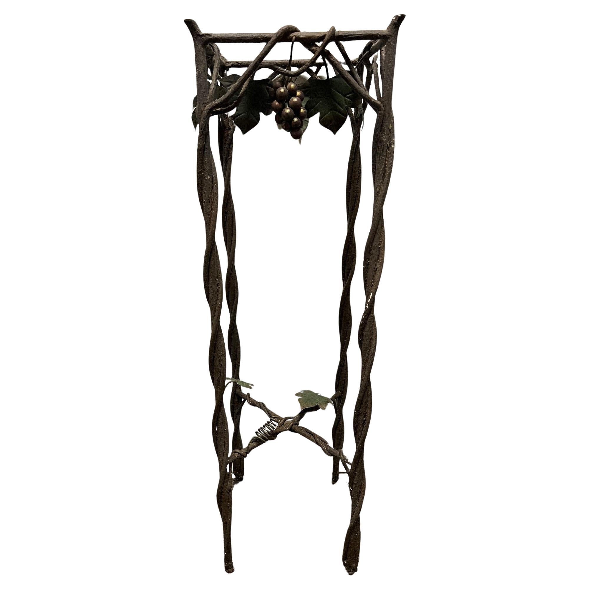Vintage Twisted Iron Grapevine Pedestal, Plant Stand