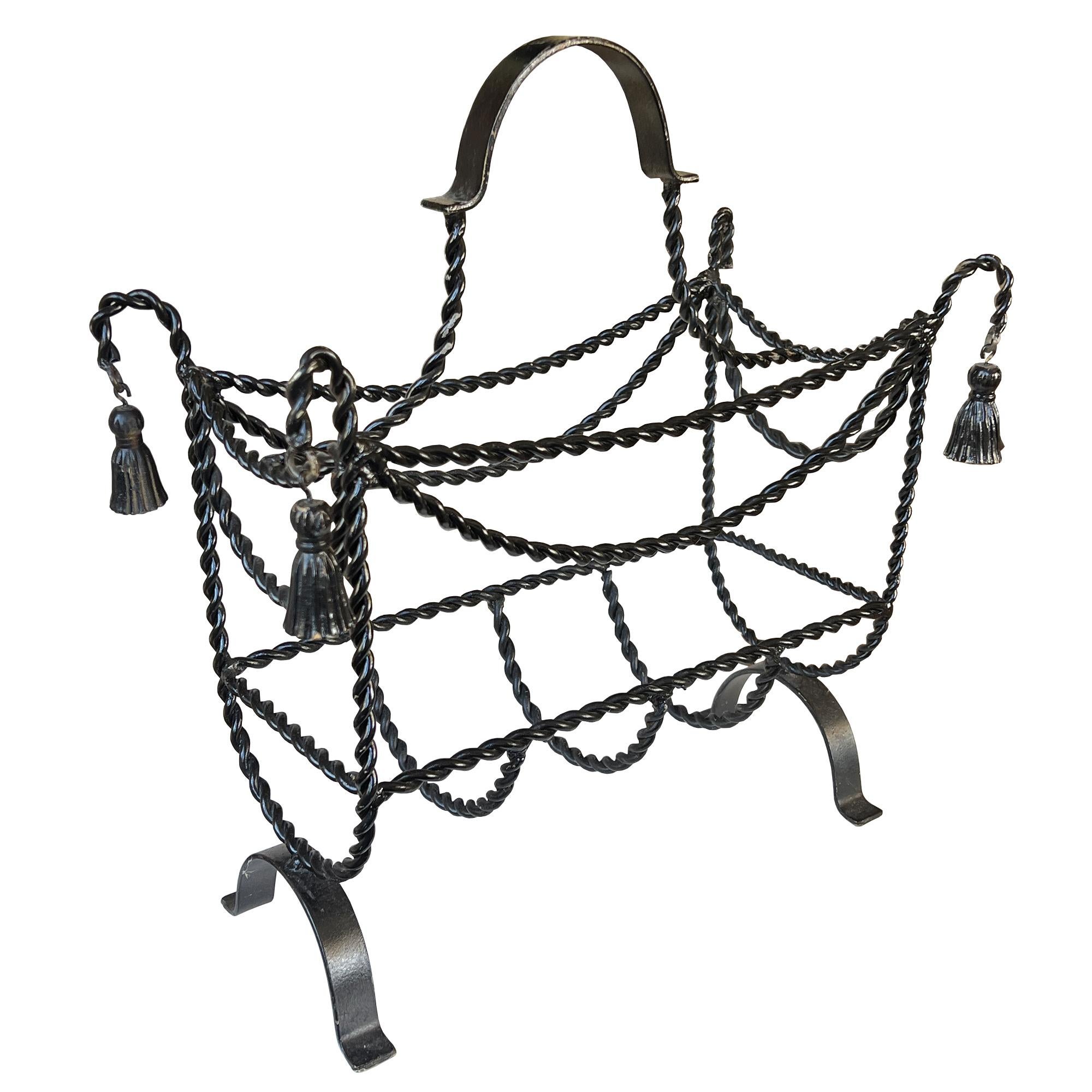 Americano Portariviste d'epoca con nappe in ferro ritorto - stile Hollywood Regency in vendita