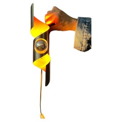 Vintage 'Twisted' Polam Space Age Wokkel Wall Lamp, 1970s