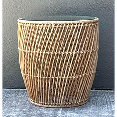 Vintage Twisted Rattan Side Table