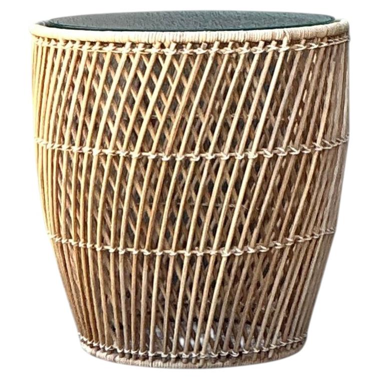 Vintage Twisted Rattan Side Table