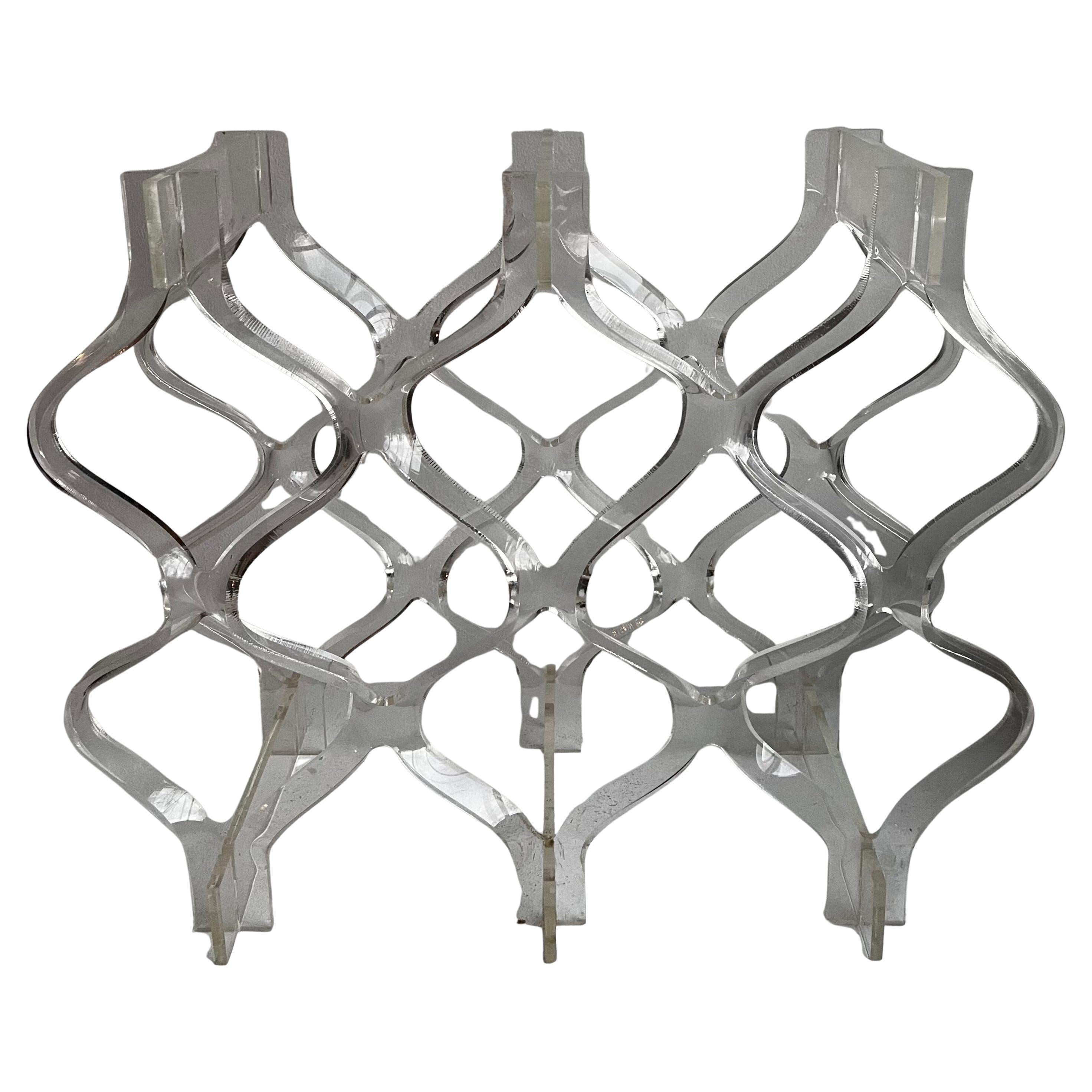 Vintage "Twisted Ribbon" Lucite / Acrylic Wine Rack, 1970
s For Sale