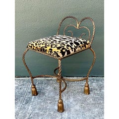Vintage Twisted Rope and Tassel Vanity Stool