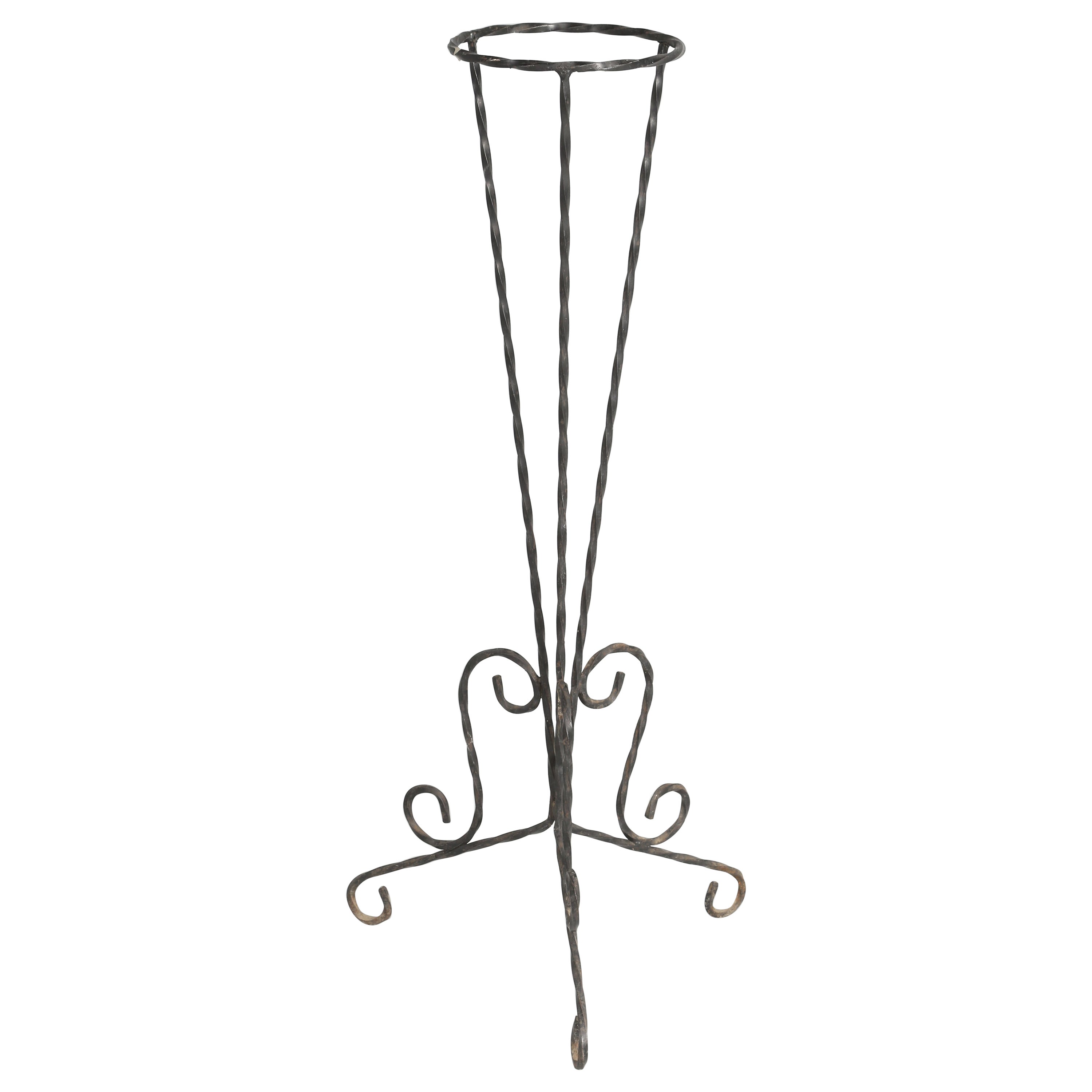 Vintage Twisted Steel Plant Stand in Old Paint