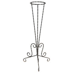 Vintage Twisted Steel Plant Stand in Old Paint