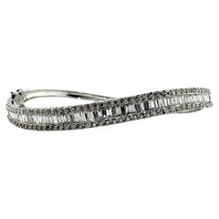 Vintage Twisted Style Diamond Bangle Bracelet 14K White Gold
