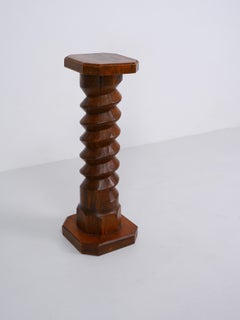 Vintage Twisted Wooden Column Pedestal