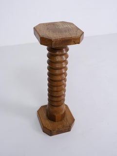 Vintage Twisted Wooden Column Pedestal