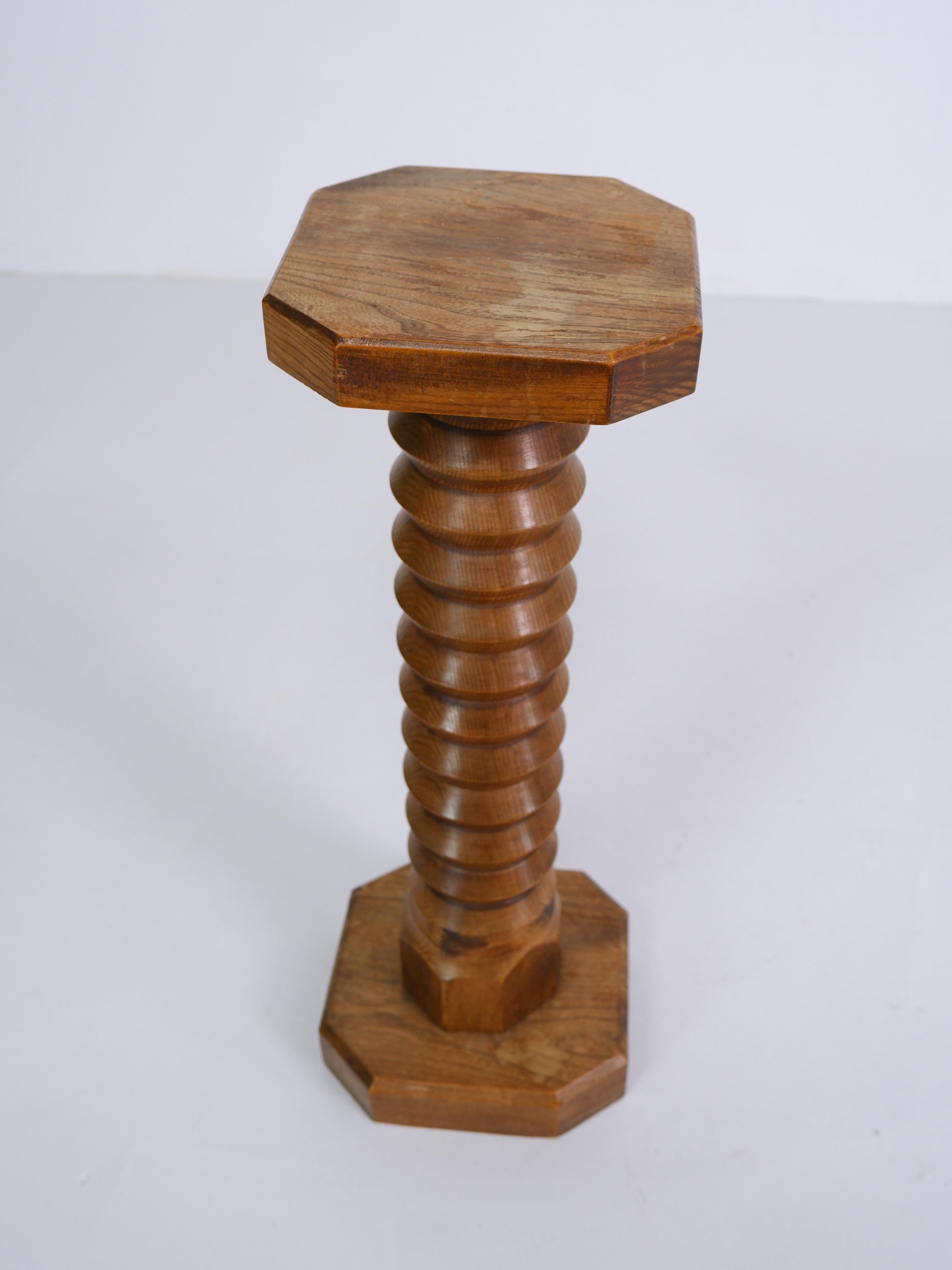Mid-Century Modern Vintage Twisted Wooden Column Pedestal