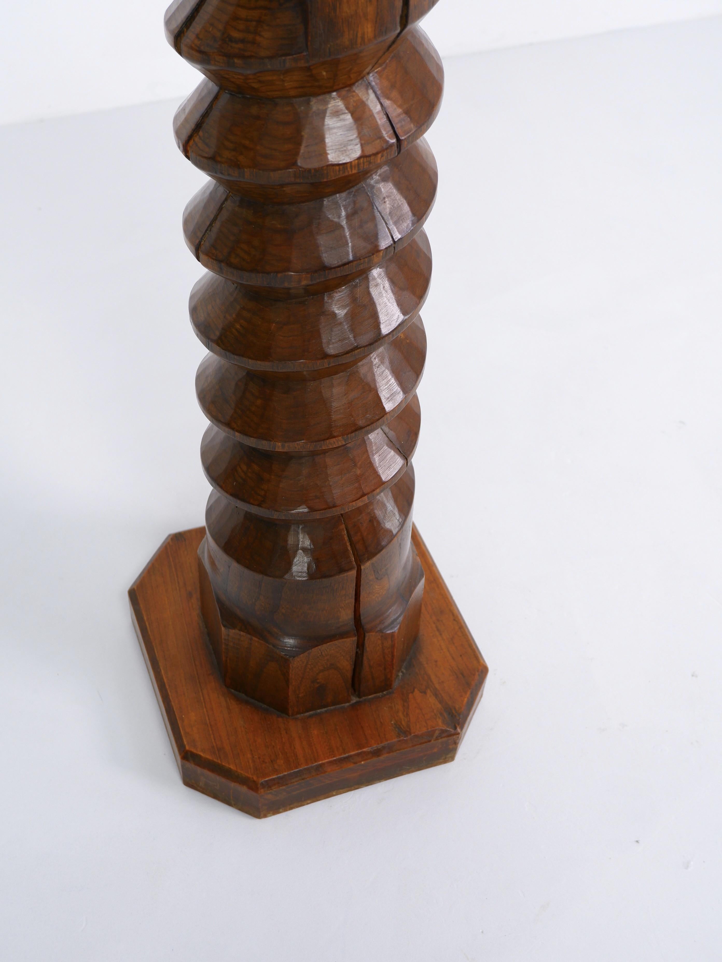 Unknown Vintage Twisted Wooden Column Pedestal