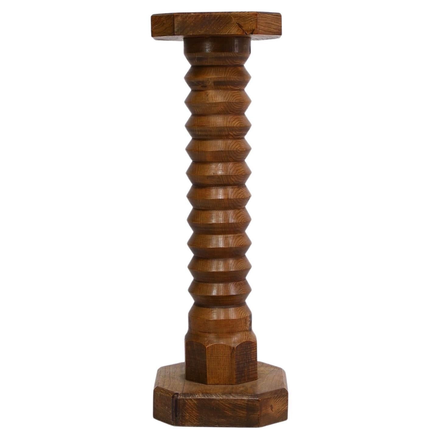 Vintage Twisted Wooden Column Pedestal
