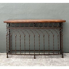 Vintage Twisted Wrought Iron Console Table