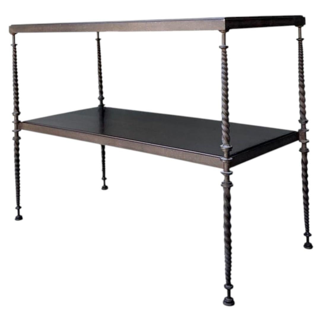 Vintage Twisted Wrought Iron Console Table For Sale